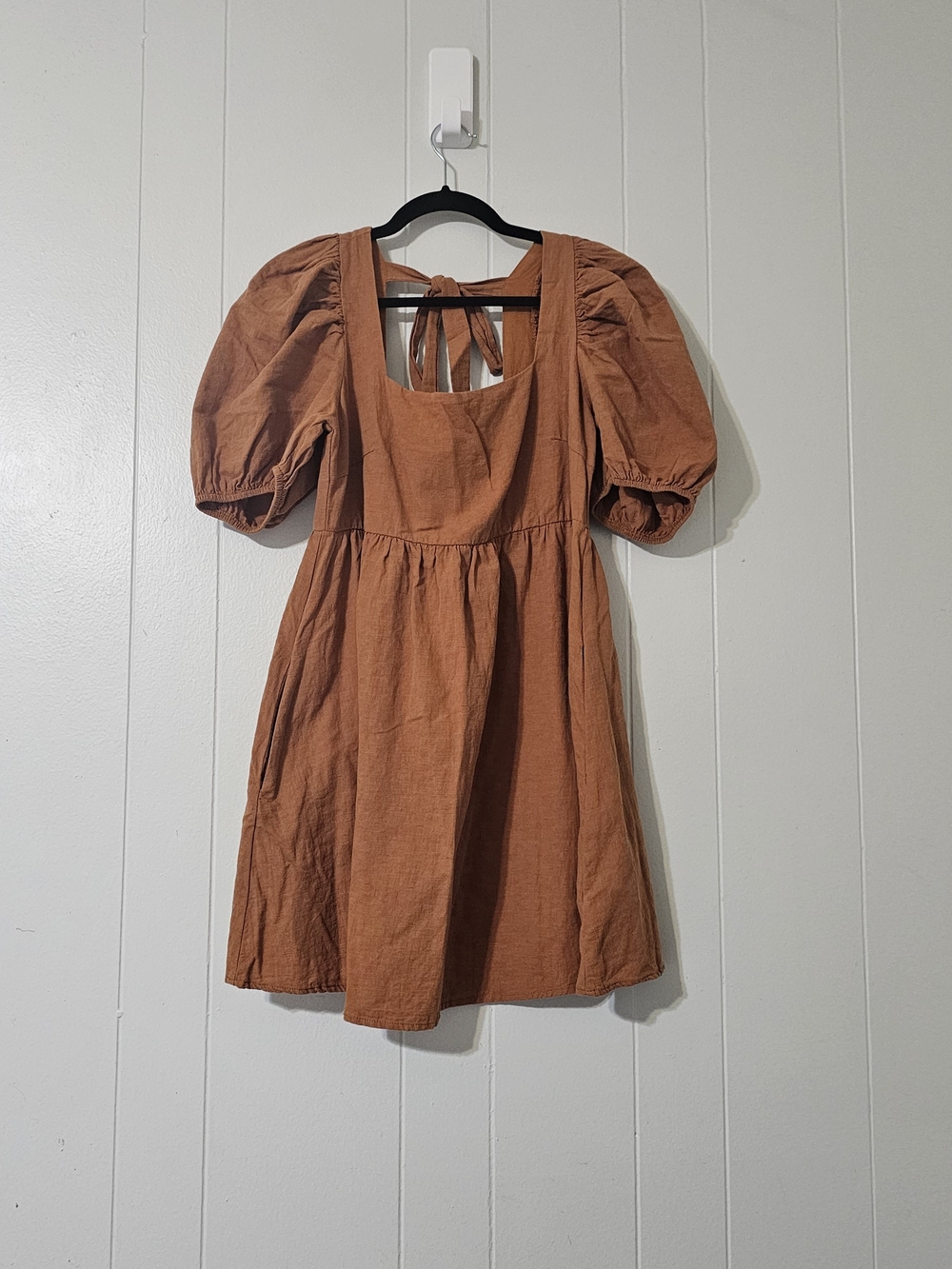 Jacquie The Label Cotton Puff Sleeve Mini Dress Large Cottagecore Boho Pockets
